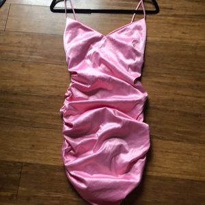Hot Pink Ruched Mini Dress